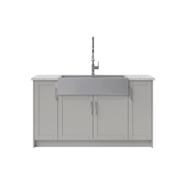 7 pc Laundry Cabinet Set with 3in Sink and Faucet, Gray, Newage Products, Mfr#: 85783